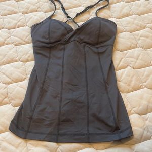 Lululemon dark grey cross strap padded tank top workout shirt sleeveless NWOT